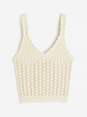 H&M Cream Crochet Knit Tank Top